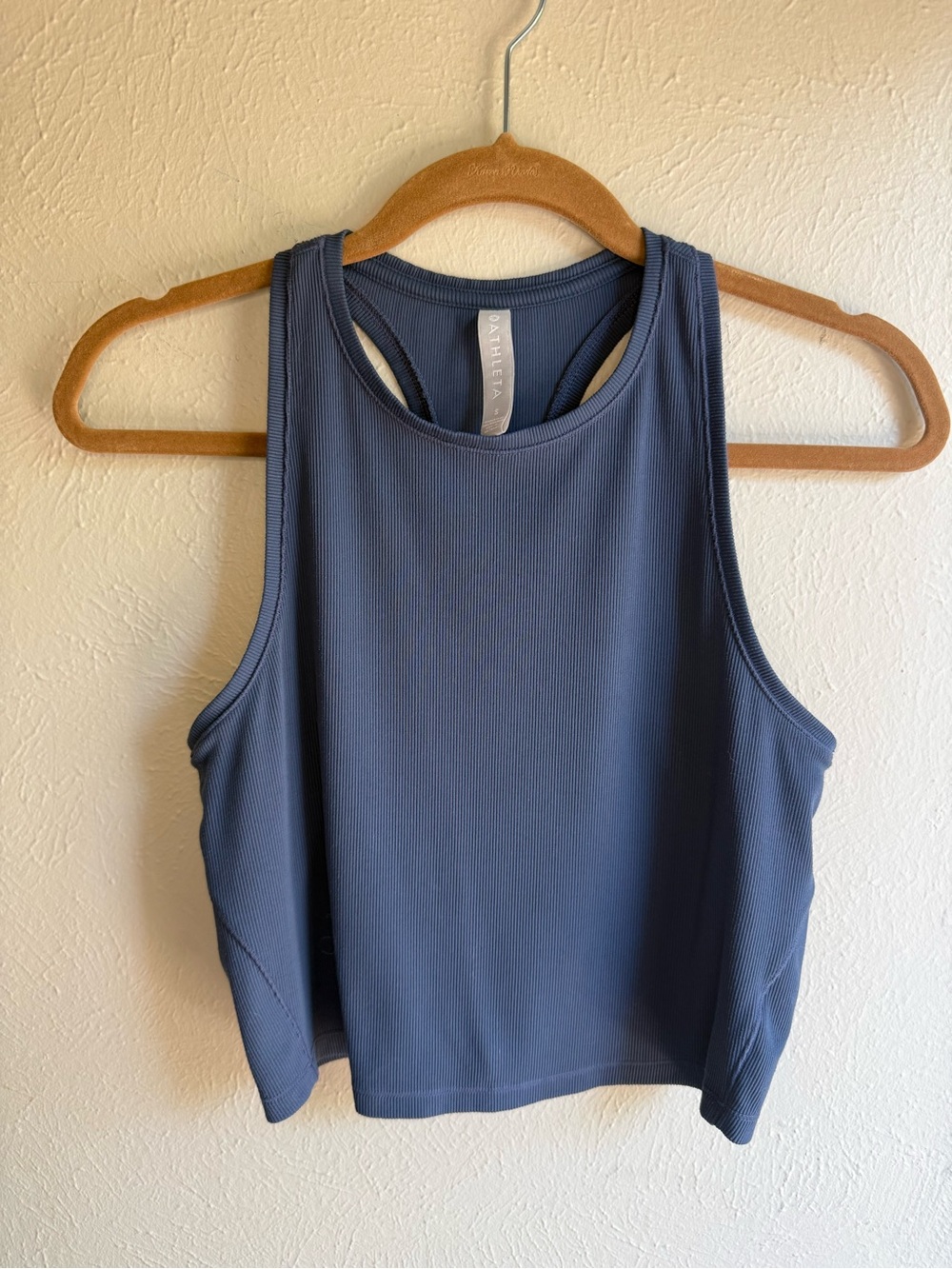 Athleta Slate Blue Ribbed Racerback Crop Tank